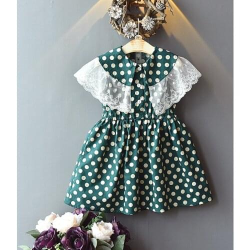 2021 Summer Cute Polka Dots Pattern Princess Dresses Children Short Sleeve Ruffle Party Costume 2-6T