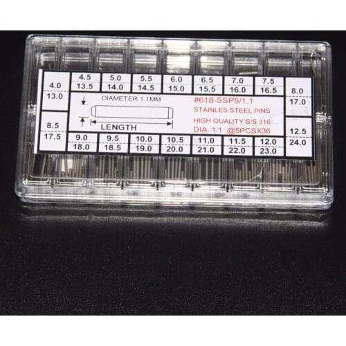36 different size from 4.0~24mm Dia 1.1mm Stainless Steel Watch Pin Kit