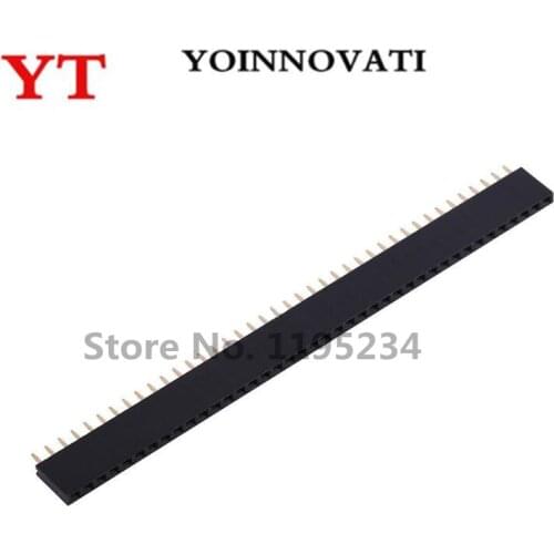 50pcs 2.54 1X40 pin Breakaway Straight Female Header 40 Pins Single Row 2.54 mm Pitch Straight Needle Female Pin Header