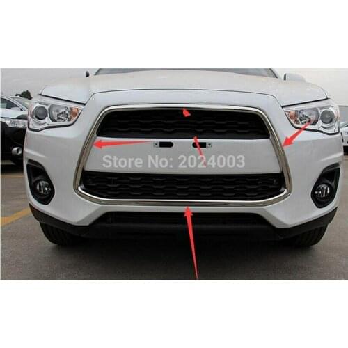 Abs chromed front grille racing grids around the trim 2013 For Mitsubishi asx Grille frame