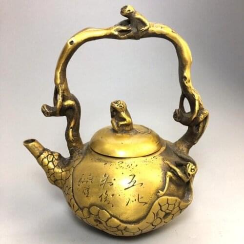 Antique bronze brass wine pot teapot ornament collection Pure copper