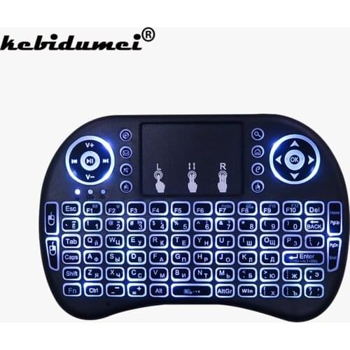 3 colors Backlit i8 Mini Wireless Keyboard 2.4ghz English Russian Air Mouse with Touchpad Remote Control for Android TV Box