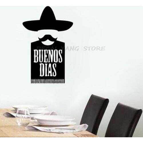 Buenos Dias Mexican Kitchen Food Wall Stickers Vinyl Decal Room Home Art Decor Decal Mural Decorations 1409