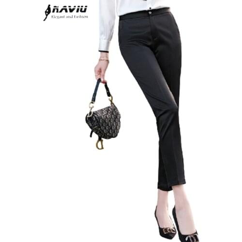 Formal Womens Trousers 2021 Spring New Black Fashion Casual Pencil Pants Office Ladies Overalls