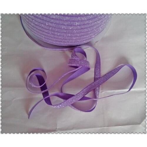 Stretch Metallic Headband Ribbon Purple Sparkle Ribbon 3/8" Elastic Glitter Velvet Ribbon