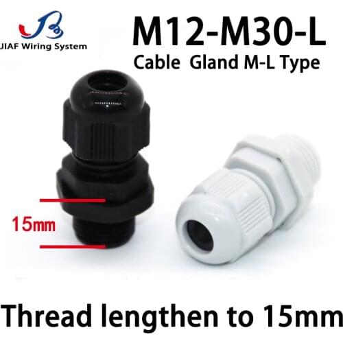 JIAF 10pcs M12-M30-Lengthen Cable Gland Nylon waterproof joint IP68 Plastic seal jiont waterproof box outlet locking connector