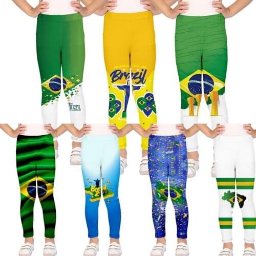 2020 Summer Autumn Clothes for Girls Casual Teousers Brazil Independence Day New Fashion 3D Printing Pants Wear Costume 3T-9T