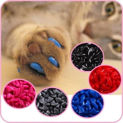 20pcs Soft Cat Nail Caps Cat Nail Cover Paw Claw Pet Silicon Nail Protector with free Glue and Applictor pet grooming