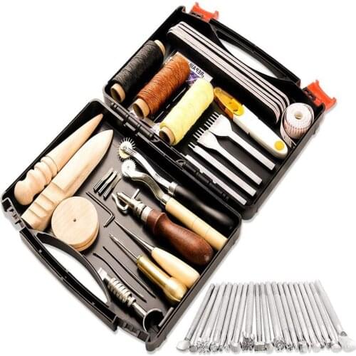 LMDZ 50pcs Professional Leather Hand Sewing Stitching Punch Cutting Stamping Carving Work Saddle Leathercraft Accessories
