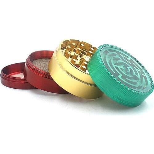 50mm 4 Layers Smoke Herb Grinder Metal Grass Grinders Tobacco Pipes Manual Cigarette Paper Smoking Accessories Maze Pattern