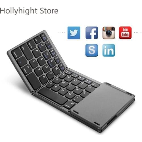 Mini Tri-fold Keyboard Phone Tablet Keyboard with Mouse Touch Pad Bluetooth Wireless Keyboard Ipad Keyboard Folding
