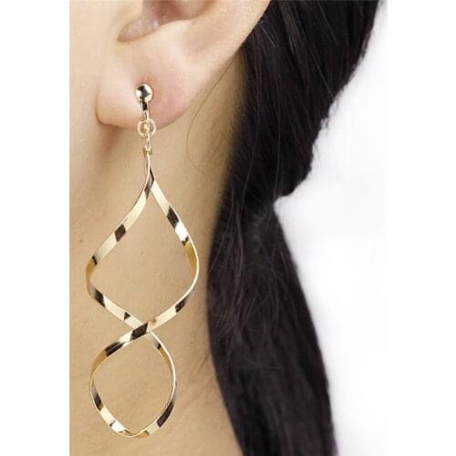 Fashion Simple Spiral Drop Earrings For Women Long Curved Wave Dangle Earrings Statement Wedding Party Jewelry