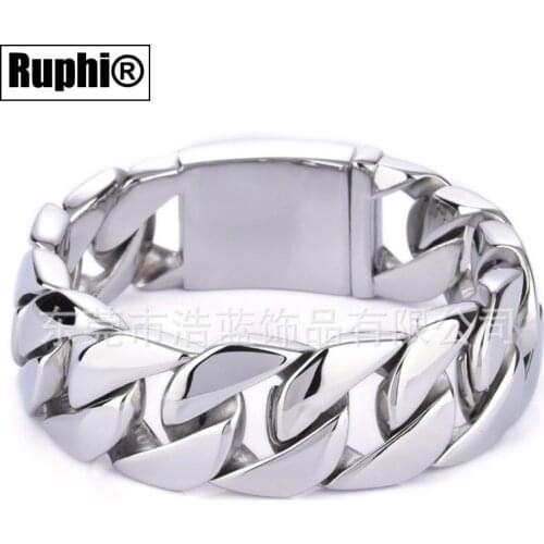 Mens Bracelet 316L Stainless Steel Bracelet For Male Dropshipping Unisex Jewelry Curb Link Chain Buckle Wristband