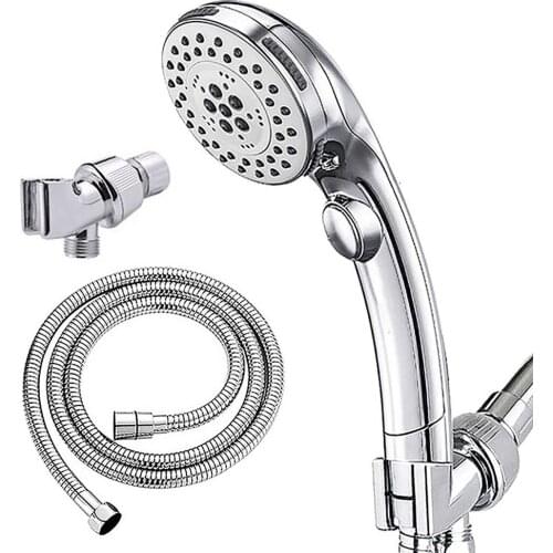 Hand Shower Set Bathroom Shower Nozzle Five-Function Shower Head One-button Water Stop Pressurized Bathroom Shower Head Supplies