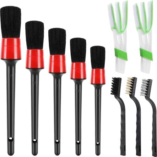 10 Piece car detail brush set car interior cleaning set includes detail brush and vent brush, which are used to clean the car