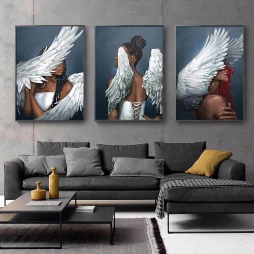 White Abstract Feather Woman Portrait Canvas Painting Posters and Prints Girls Cuadros Wall Art Picture for Living Room Decor