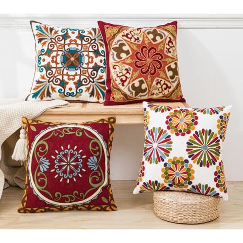 Full Embroidery Cushion Cover Handmade Geometric Home Decor Pillow Cover 45x45cm/30x50cm PillowCase Yellow Zigzag Pillow Sham