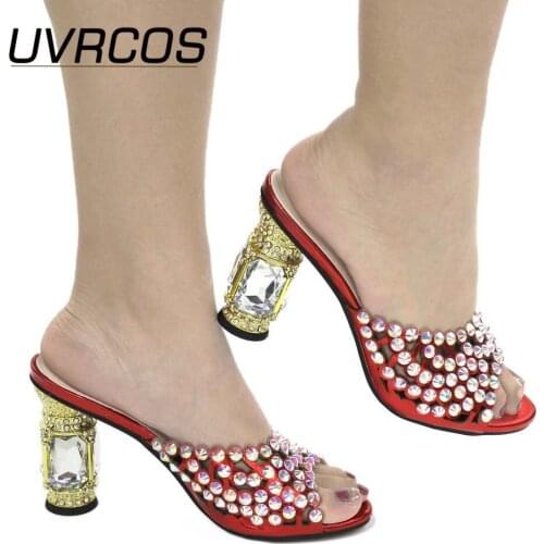 Latest Design African Women Wedding Shoes Decorated with Rhinestone Pumps Women Shoes Ladies Sandals with Heels Party Pump
