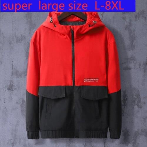 New Arrival Fashion Super Large Mens Spring Autumn Men Hooded Coat Youth Jacket Loose Patchwork Plus Size L-3XL4XL5XL6XL7XL8XL