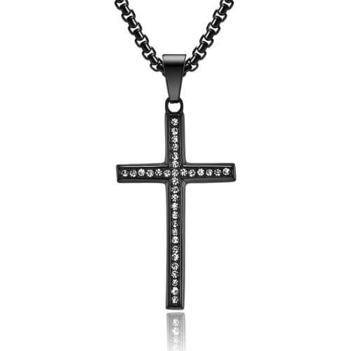 New Design Hip Hop Crystal Cross Necklace For Men Iced Out Chain Zircon Charm Religion Jewelry Gift