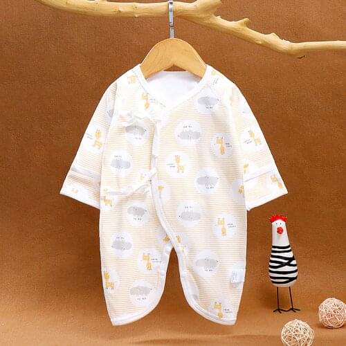 New Newborn Infant Baby Boys Girls Long Sleeve Cartoon Printed Cotton One-piece Cardigan Romper Summer Crawl Suit Jumpsuit#p4