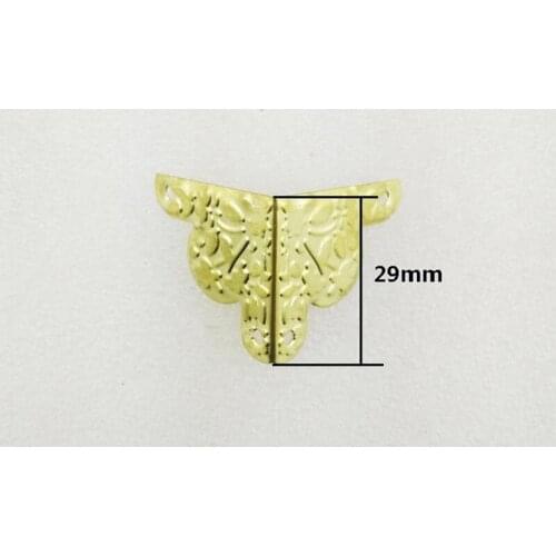 Wholesale cover Gold Color Vintage Metal Corner Gift Decoration Wooden Box Corners,Decor Triangle Rattan Carved 29mm,200Pcs