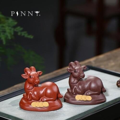 PINNY Purple Clay Sheep Tea Pet Ceramics Animal Statues For Decoration Home Decoration Accessories Modern