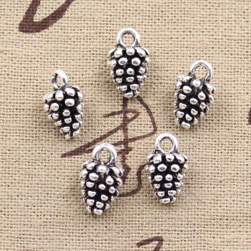 20pcs Charms Pine Cone 12x7mm Handmade Craft Pendant Making fit,Vintage Tibetan Bronze Silver color,DIY For Bracelet Necklace