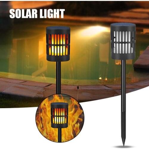 2pcs Hanging Solar Flame Lights Outdoor Ground Plug-In Garden Decorative 96 Led Lights for Garden Yarns Decoration JDH88