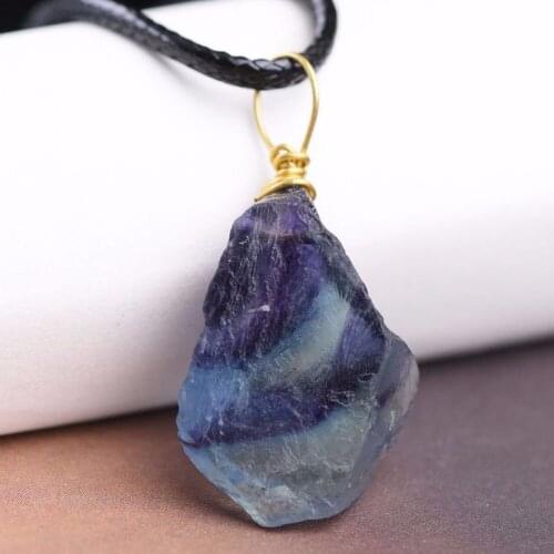 Natural Colourful Fluorite Semi-precious Rough stone pendant Necklace Jewelry
