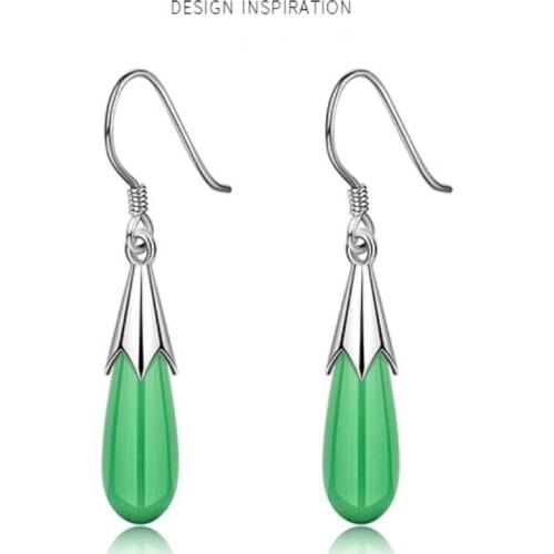 Brincos Ohrringe Phone wholesale style Earrings Excellent Green GEM Teardrop Earring word for women jewelry