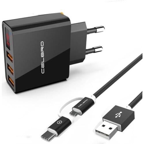 3 Port Usb Wall Charger Adapter Usb Phone Charger Led Display For xiaomi mi A3 CC9 Redmi note 8 7 k20 k30 Multiple Phones Charge