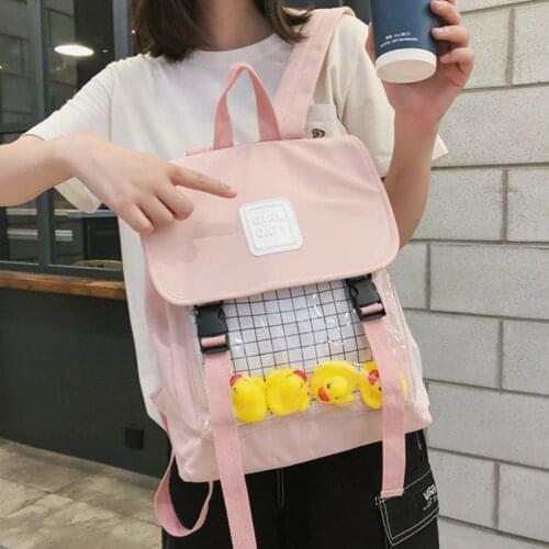 School Backpack Women 2021 New Female Cute Cartoon Transparent Students Schoolbag Shoulder Bags Fashion Canvas Backpacks Bag