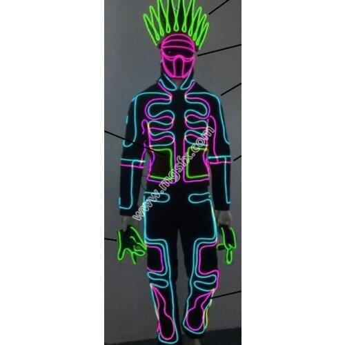 Tron light suit / EL Wire costume / LED Robot suits / Neon light suit
