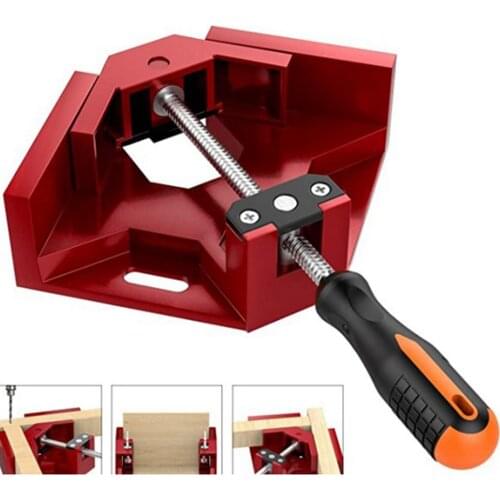 Corner Clamp Right Angle Aluminum Alloy Frame Clip Tools Fish Tank Silver Gray Die-casting Material Plastic Handle 90 Degree