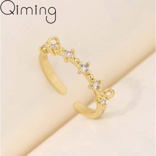 Handmade Cubic Zirconia Stackable Rings For Women Adjustable Jewelry Simple Finger Ring Wedding Girl Romantic Gifts