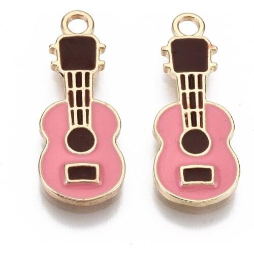 10pcs Zinc Alloy Guitar Pendants Enamel Charms for Necklace Bracelet Jewelry Making DIY Accessories 23*9*2mm Hole 2mm