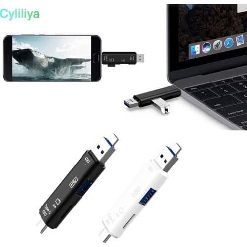 100pcs Micro USB Type C USB TF Card Reader OTG Hub Adapter Support TF/Micro SD Card for phone PC macbook