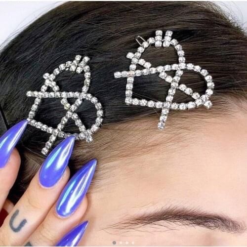 2021 Igirl Vogue Women Alloy Rhinestone Hairpin Heart Shape Silvery Fashion Hair Head Ornament Harajuku Female Accessories
