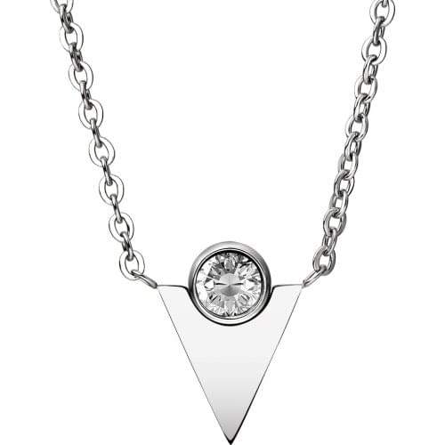 316L Stainless Steel Triangle Crystal Pendant Necklace Chain Necklace For Women
