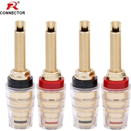 4Pair Brass Binding Post HIFI Terminals Connector, 19MM Binding Post HIFI Speaker Amplifier Audio Plug Match 4mm Banana Plug