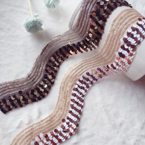 5Yards Wine Red Sequined Hanging Embroidery Lace DIY Sewing Latin Dance Dress Braid Accessories Beaded Paillette Tassel Fringe