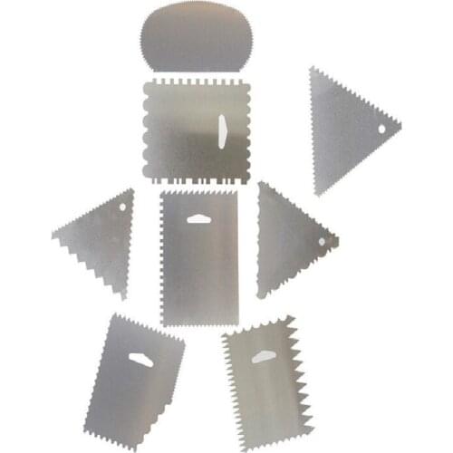 8pcs Cake Scraper Aluminum Decorating Comb Design Cake Side Icing Scraper Cake Icing Smoother Edge Set
