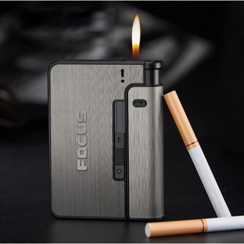 9 Cigarette ) Fashion Automatic Ejection Separate Lighter Cigarette Case Fit Disposable Lighter Cigarette Box No Lighters