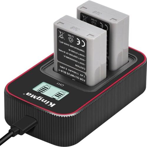 KingMa Rechargeable BLN-1 BLN1 Battery Smart Display USB Dual Charger For Olympus EM1 EM5 EP5 PEN-F EM5 mark II Cameras