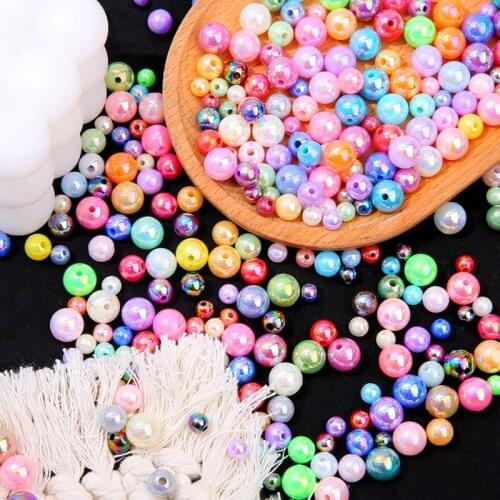 Acrylic ABS Imitation Pearl AB Color round Beads Beads Beaded Loose Beads DIY Production Bracelet Jewelry Accessories Material