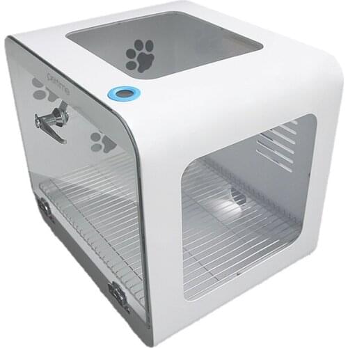 Small pet automatic drying box, tempered glass + acrylic plate, intelligent temperature display,white pet products pet grooming