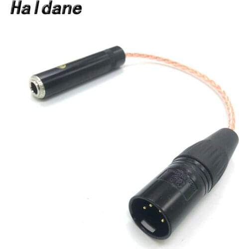 Free Shipping Haldane 10CM 8 cores Single Crystal Copper 4-Pin XLR Male Balanced to 6.35mm 1/4 Female Audio Adapter Cable