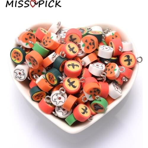 New 30/50/100pcs 10mm Mixed Colors Halloween Style Spacer Beads Polymer Clay Beads for Jewelry Making DIY Handmade Accessories