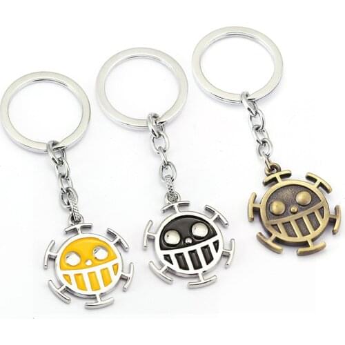 Anime One Piece Vintage Trafalgar Law Pendant Keychain Key Holder Women Bag Men Jewelry Action Figure Cosplay Toys